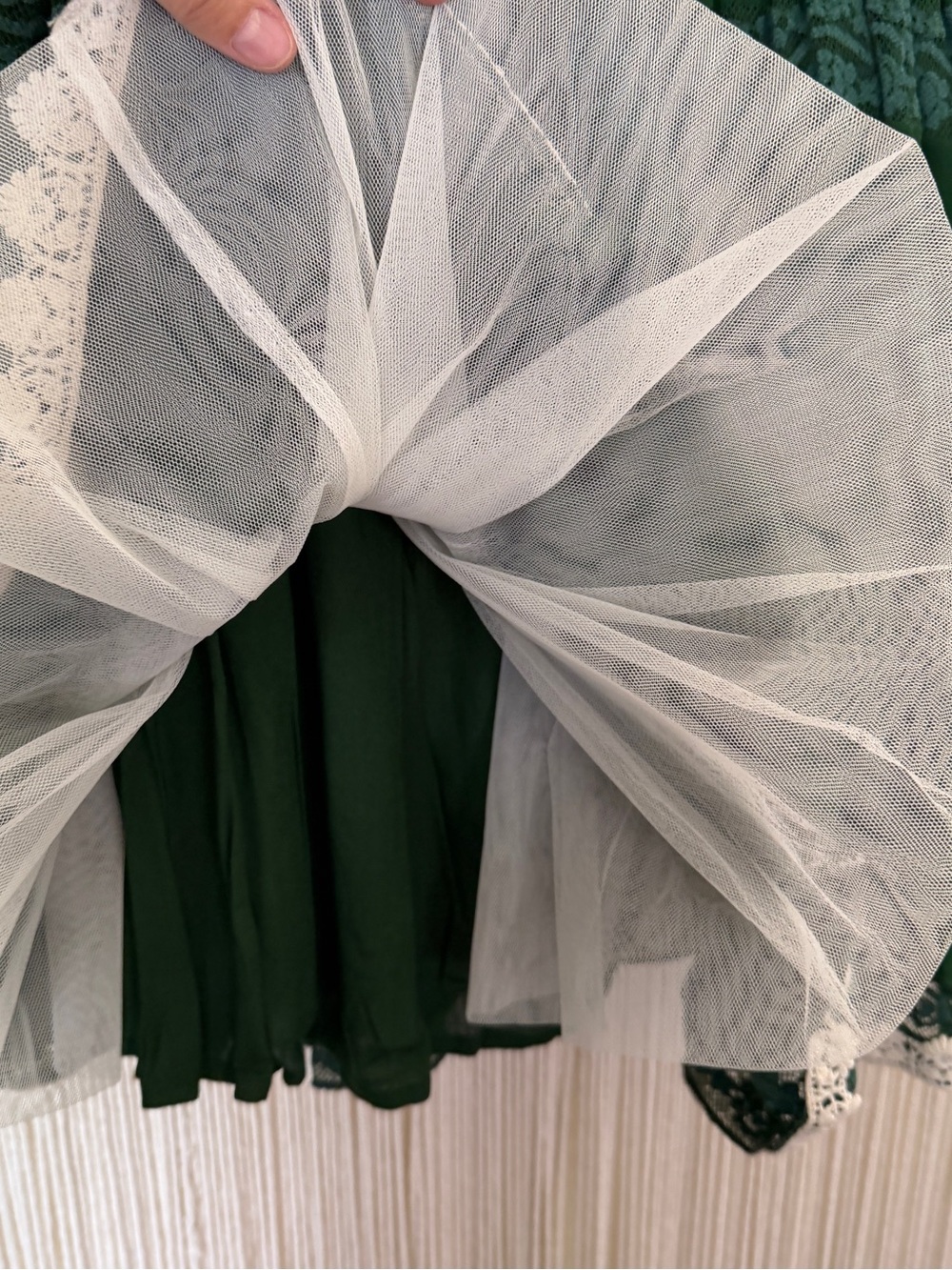 Hemant & Nandita Anthropologie Green Embroidered Full Skirt Dress S - Picture 6 of 14